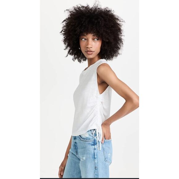 frame striped organic linen ruched sides tank - Picture 4 of 4